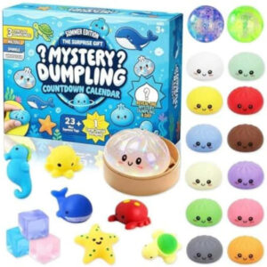 2026 Dumpling Squishy Adventskalender, 24 st Dumpling Mystery Surprise Fidget Leksaker, Stress- och Ångestlindrande Sensoriska Leksaker för Barn och Vuxna, Idealisk