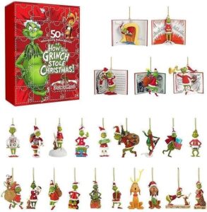 Bomclap Adventskalender / Julkalender Grinch 2025 - 24 Dagars Hängande Dekorationer, Julklapp för Barn