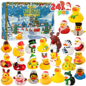 Gummianka-Adventskalender 2024, Adventskalender 2024 för Barn, Adventskalender Gummianka Badleksakssats, Adventskalender med 15 Gummiankor