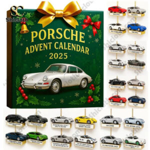 Jul adventskalender, Porsche Ford Mustang julnedräkning julgransdekoration akrylhänge, adventskalender 2025 Porsche Blind Box 26*18*3cm