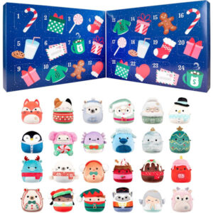 Micromallows Squishmallows 24-dagars adventskalender med minileksaker, julnedräkningspresentförpackning för barn och samlare, julplyschset (PVC)