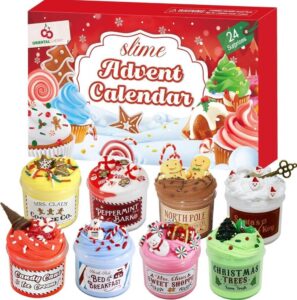 OBOSOE Julkalender Adventskalender | 24 dagar slime kit och charms för barn, ungdomar och familj